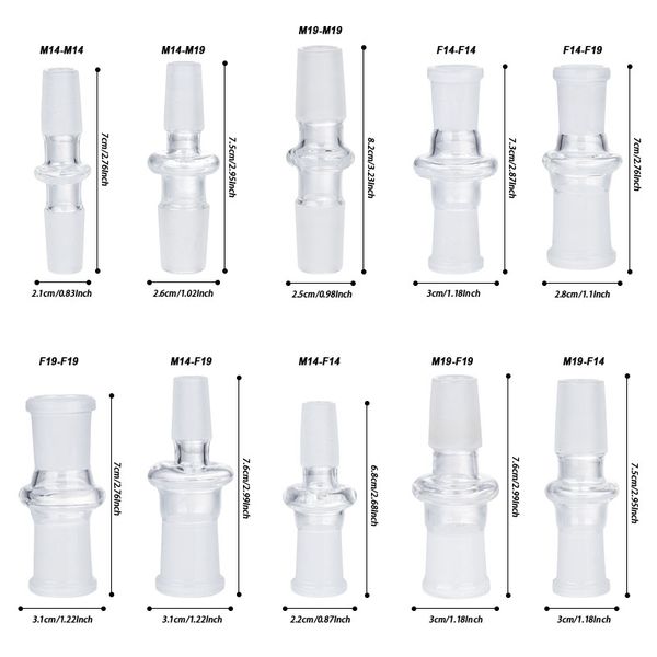 Headshop666 P006 Zubehör für Rauchpfeifen, Glasbong-Adapter, 14 mm/18 mm, männlich, weiblich, Dab-Rig-Rohre, Werkzeuge, 10 Modelle