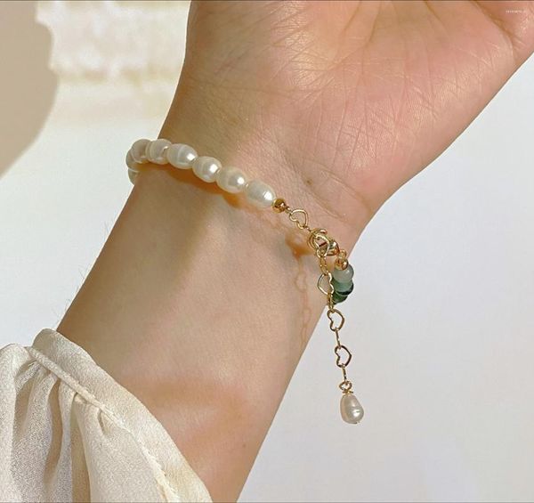 Link Armbänder 2023 Trend Vintage Perle Gras Stein Vergoldet Einstellbar Für Frauen Modeschmuck