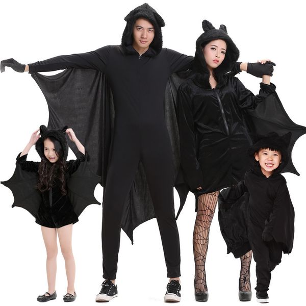 Thema Kostüm Umorden Purim Halloween Party Kostüme Familie Passende Schwarze Fledermaus Kostüm für Erwachsene Kinder Kinder Fledermaus Cosplay Overall 230920