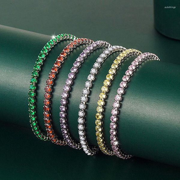 Braccialetti a maglie Gioielli di moda Bracciale tennis con zirconi cubici per donna Fascino regolabile CZ Catena con perline Regalo per feste