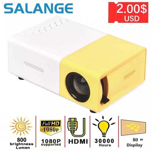 Proiettori Salange Mini proiettore YG300 Pro LED supportato 1080P Full HD Videoproiettore portatile Audio HDMI USB Videoproiettore L230923
