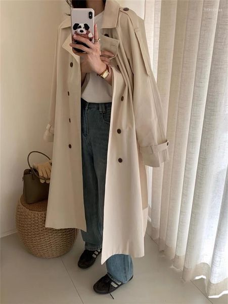 Mulheres Trench Coats Mulheres Outono Inverno Cardigan Overcoats Botão Longo Elegante Maxi Casaco Solto Outerwear