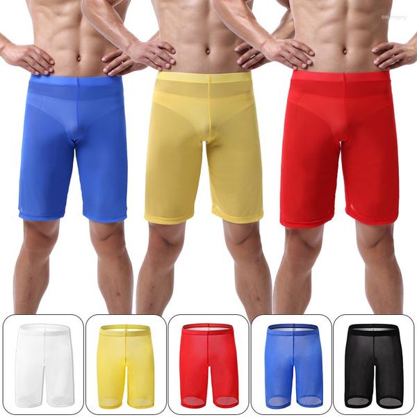 UNDUPTS Summer Mens Seksi See-Through Boxer Shorts Gevşek Salon iç çamaşırı şeffaf örgü gövdeler pantolon adam nefes alabilen alt pantolon