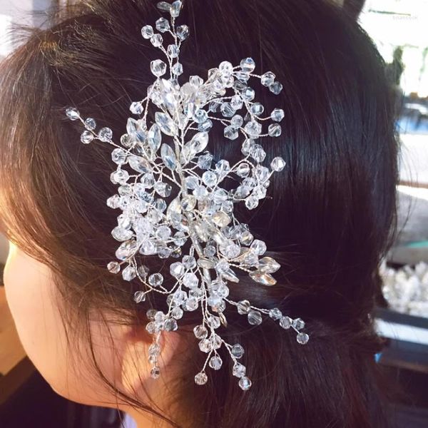 Saç klipleri zarif kadın aksesuarları gelin kafa bandı kristal inci saç bandı baş süsü bayanlar düğün için mücevher