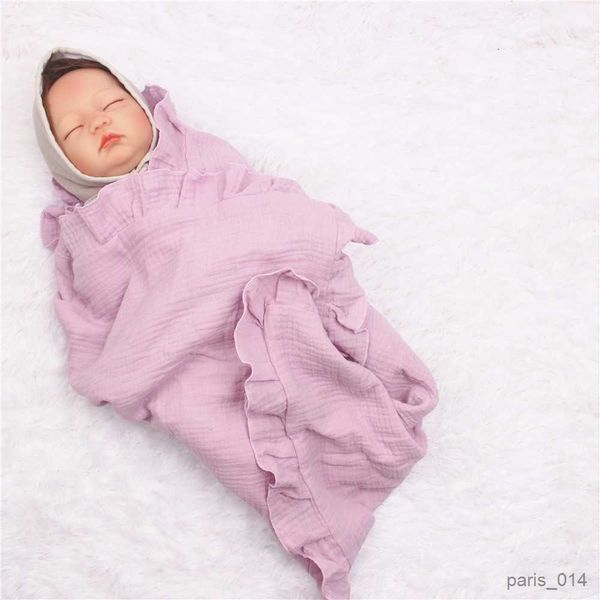 Cobertores swaddling recém-nascido musselina algodão musselina swaddle bebê moda plissado swaddle envoltório cobertor bonito impressão