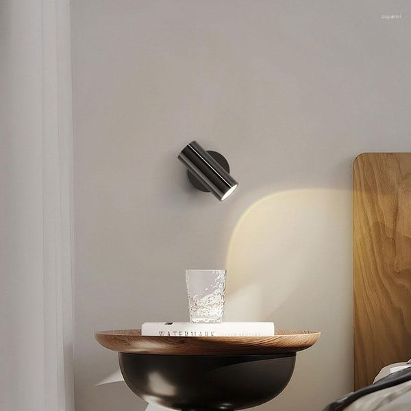 Lampade da parete Lampada moderna a LED GU10 elettrolitico nero/argento Binario da soffitto girevole creativo nordico adatto per l'illuminazione dello studio della camera da letto