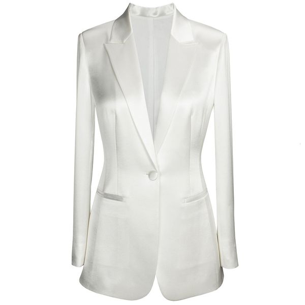 Feminino ternos brancos slim fit women jacket single tresped Ed lapel um botão shinny personalizada feita de escritório blazer 2023 230920