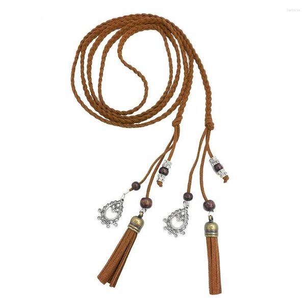 Gürtel Frauen PU Leder Taille String Gürtel Lange Boho Wrap Quaste