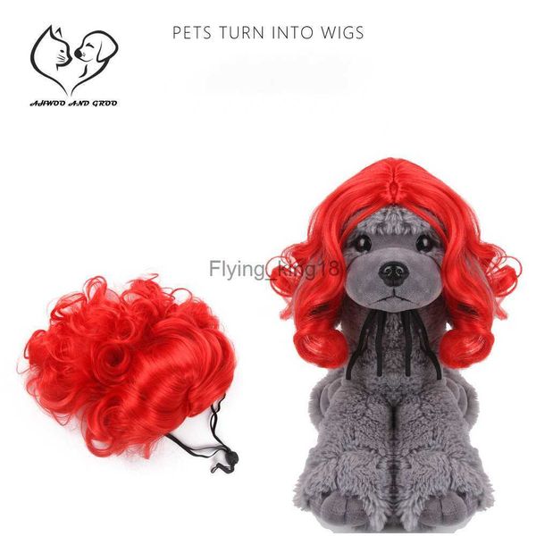 Trajes de gato Pet Cat se transforma em perucas Dog Cosplay macio vermelho ondulado peruca cachorrinho gatinho trajes engraçado cabeça capa chapéus de pelúcia suprimentos para animais de estimação acessórios hkd230921