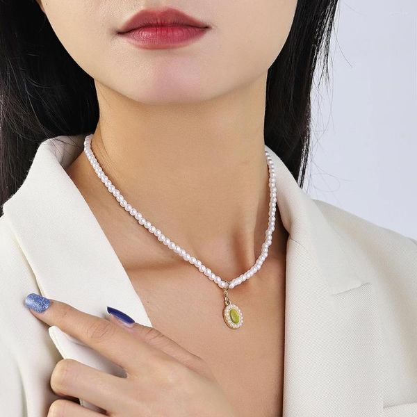 Anhänger Halsketten Koreanische Version von Licht Luxus Nische Design Perle Halskette Frauen Vintage Schmuck Für