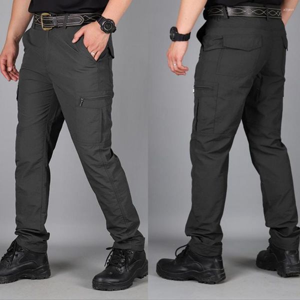 Мужские брюки, летние спортивные уличные водонепроницаемые тактические брюки-карго, мужские дышащие повседневные армейские брюки с карманами, военные мужские длинные брюки для бега
