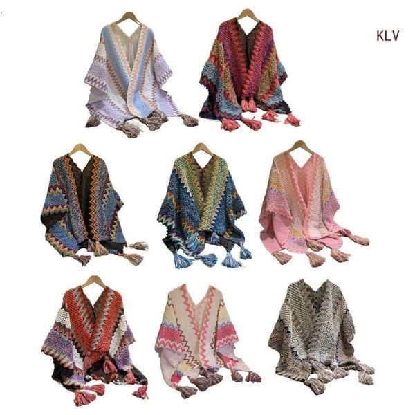 Lenços Colômbia Poncho para Mulheres Adolescentes Crochet Jumper Sweater Knit Kimono Shawl Ombro Envoltório Inverno Boêmio Cachecol 6XDA 230921