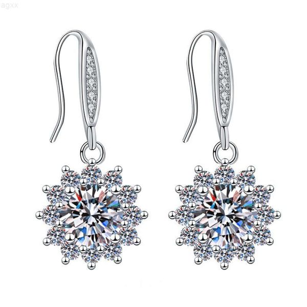 Ücretsiz nakliye gümüş takılar klasik vida geri 18k altın kaplama 925 STERLING Gümüş VVS Moissanite Diamond Women Stud Küpe