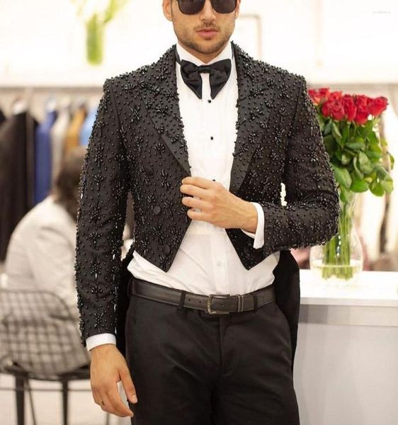 Abiti da uomo Luxury One Piece Blazer da uomo Tuxedo Diamanti Bottone Sheer Risvolto Formale Festa di nozze Sposo Plus Size Su misura