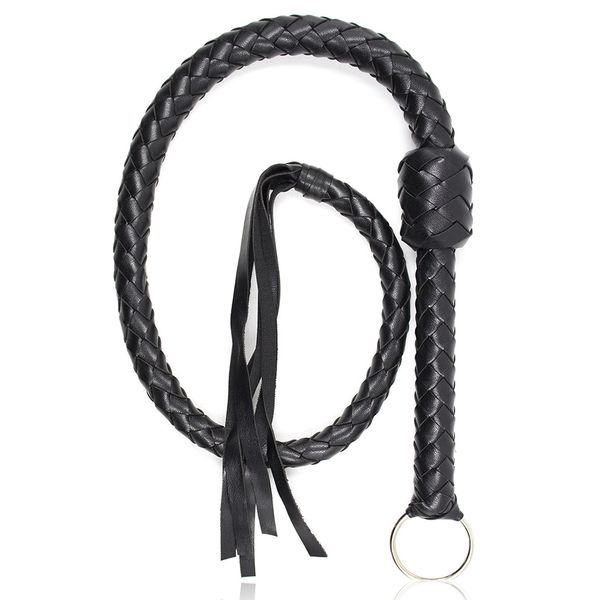 Fruste Raccolti 116CM Premium Flogger PU Frusta in pelle per cavalli Manico rivestito in pelle con cinturino da polso Frusta per equitazione 230921