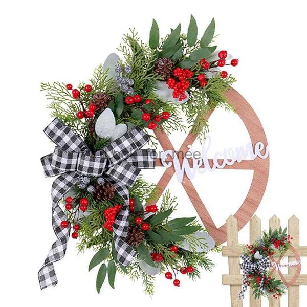 Decorazioni natalizie Cartello di benvenuto natalizio Cartello di benvenuto artificiale portatile Decorazione natalizia del Ringraziamento Pasqua Fai da te Ghirlanda per feste Home Deco HKD230921