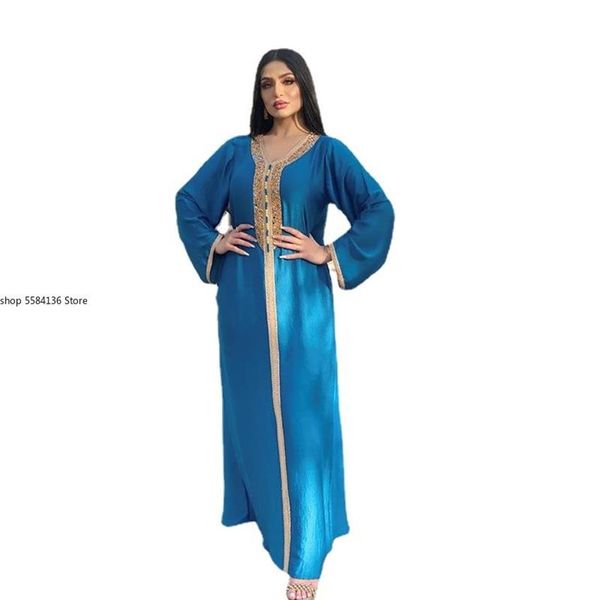 Etnik Giyim Abaya Dubai Kaftan Müslüman Kadınlar Fas Kafes Giyim Akşam Elbiseleri Türkiye İslam 2021 Eid Mübarek Djellaba Femme277r