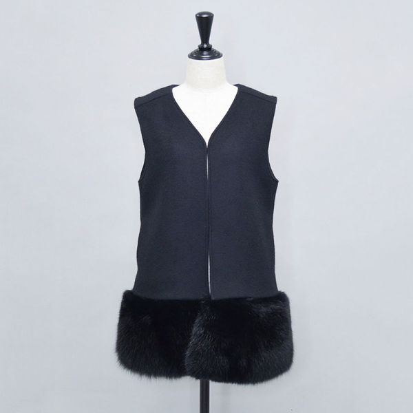 Womens Fur Faux Fur Outono Mulheres Real Pele De Lã Colete Cashmere Gilet Moda Colete Destacável S3604B 230920