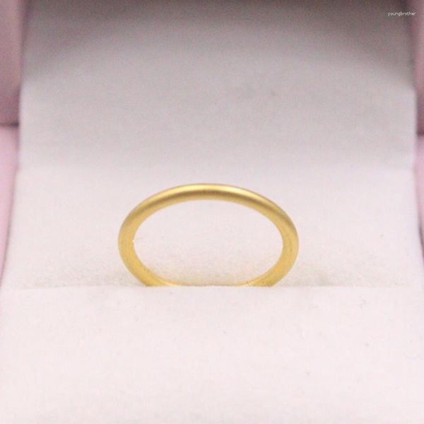 Cluster-Ringe 1 Stück 999 reines 24 Karat Gelbgold Ring für Frauen 3D dünnes mattes Finish Band US-Größe 6