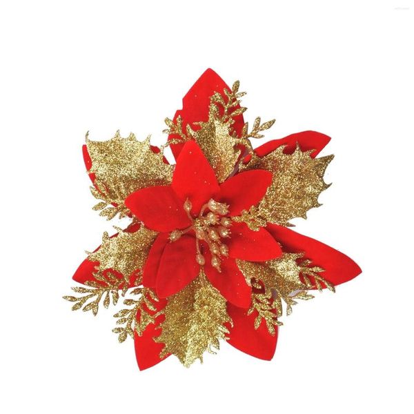 Fiori decorativi con Natale rosso Decorare 12 Petali Pinzette per petali Albero Composizioni floreali per la casa Centrotavola artificiale