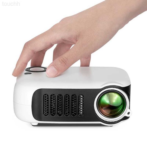 Projetores A2000 Branco MINI Projetor Portátil LED Projetores de Vídeo 1080P Home Cinema 4K Theatre Jogo Laser Beamer Smart TV BOX Via HD Port L230923