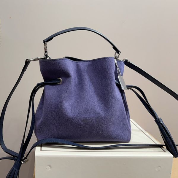 Wildleder-Einkaufstasche, Damen-Handtasche mit Top-Griff, Designer-Luxus-Tasche, Eimertasche, Umhängetasche, Umhängetasche, Geldbörse aus mattem Leder mit Kordelzug