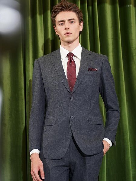 Herrenanzüge, 50 % Wolle, Herren-Set, schmale Passform, grau, Herbst-Winter, dick, warm, für den Alltag, Blazer, Weste, Hose, Hochzeit, Bräutigam, formelle Kleidung, 58 Plus-Größe