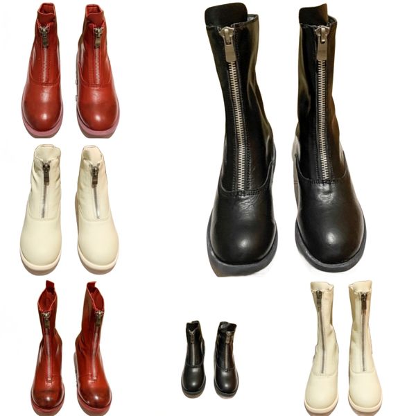 Neue modische Stiefel, Top-Designer-Schuhe, modische Stiefel, Buchstaben-Reißverschluss-Schuhe, echtes Leder, hohe Absätze, rutschfeste Gummisohlenschuhe für Damen, Motorradstiefel