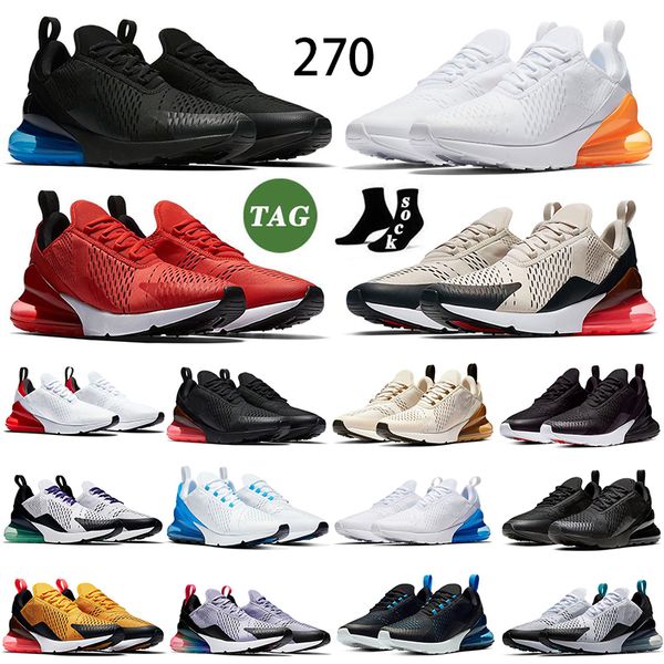 Frete grátis sapatos tênis com caixa designer vapor 270 270s sneaker triplo branco preto malha marinha bule legal cinza volt treinadores andando esportes homens mulheres tamanho 36-45