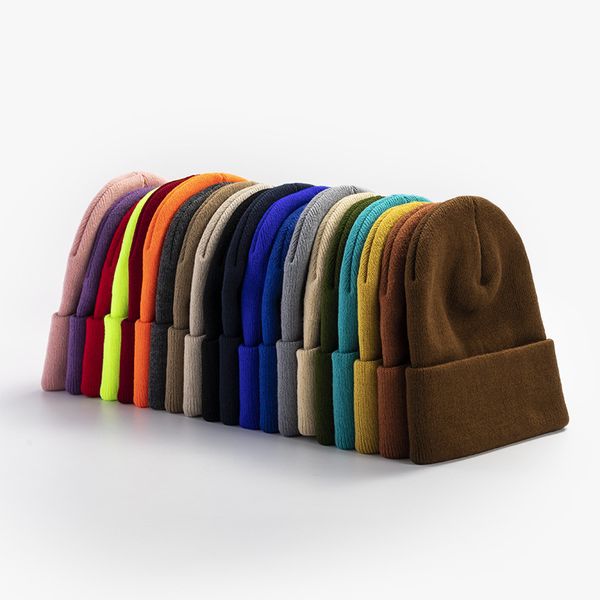 BeanieSkull Caps 20 Cores Lã Coreana Acrílico Malha Caps Mulheres Homens Skullcap Outono Inverno Elastic Skullies Beanies Cap Atacado 230921