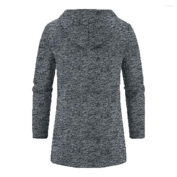 Jaquetas masculinas com capuz homens camisola casaco elegante comprimento médio zíper cardigan versátil outerwear para outono / inverno cor sólida