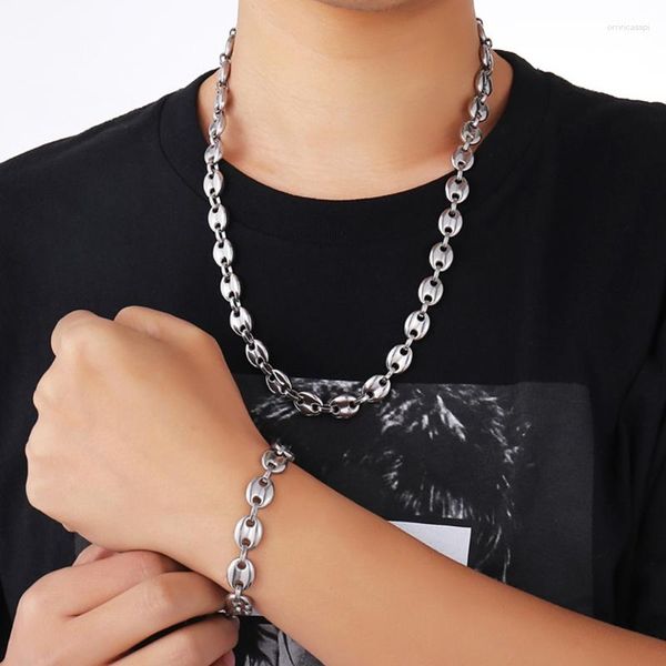 Kettingen 11mm Koffiebonen Armbanden Rvs Kettingen Voor Mannen Vrouwen Hiphop Verklaring Charm Sieraden Geschenken 40 GB