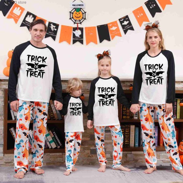 Passende Familien-Outfits, Happy Halloween, Mutter, Tochter, Vater, Sohn, Baby, passende Outfits, Erwachsene, 2-teiliges Pyjama-Set, Baby-Strampler, weiche, lockere Nachtwäsche, Familien-Look, T230921