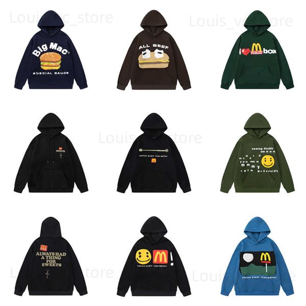 Erkek Hoodies Sweatshirts 666 CPFM Hamburger Sınırlı Ürünler Foed -Velvet Giyim Sıradan Gevşek Üstler Sokak Giyim Sweatshirt Pullover Hoodies Erkekler T230921