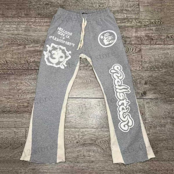 Erkekler Hellstar SweetPants 2023 Yeni Yüksek Kaliteli Mektup Köpük Baskı Hellstar Yün Çember Bezi Erkek Kadın Çift Sweatpants Gerçek Fotoğraf T230921