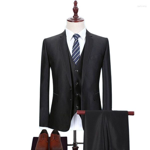 Herrenanzüge 4XL (Jacke und Hose) High-End-Marke, hochwertige, elegante, formelle Business-Herrenanzüge, zweiteilig, für Hochzeit, Trauzeugen, Kleid, einfarbig