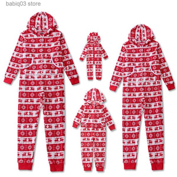 Одинаковые комплекты для всей семьи 2023. Зимние рождественские фланелевые пижамы. Теплый толстый комбинезон. Одинаковые комплекты для взрослых и детей. Мягкий комбинезон на молнии с капюшоном. Рождественский семейный образ. T230921