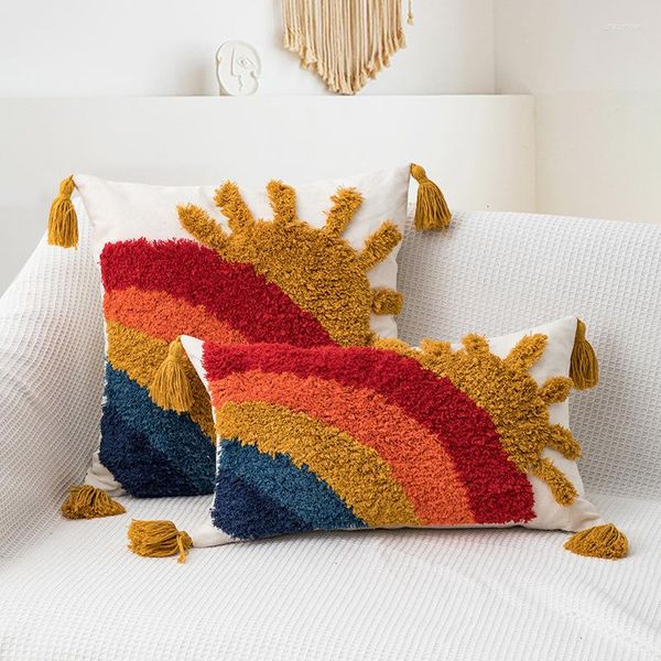 Cuscino Tela Cerchio Ricamo Colorato Arancione Peluche Lino Sedia Divano Letto Auto Soggiorno Casa Dicembre All'ingrosso MF682