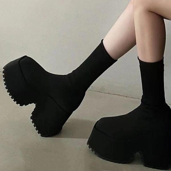 Bot ayak bileği süper yüksek topuklu Chelsea boot ayakkabıları 2023 y bayanlar seksi pompalar platform goth motosiklet kar 230920