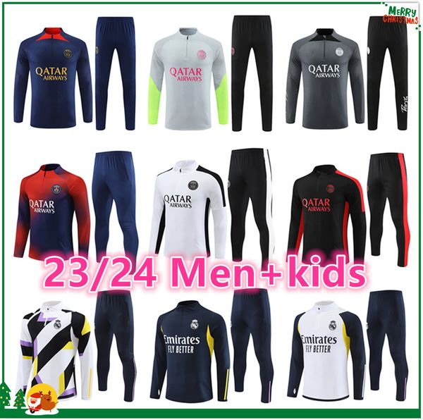 2023 2024 psgES Männer Kinder Fußball-Trainingsanzug Paris Mbappe 23 24 Real Madrids Trainingsanzug Fußball-Trainingsanzug-Kit VINI JR BELLINGHAM Chandal Futbol Survetement Foot