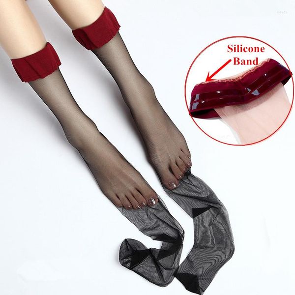 Frauen Socken Frauen Sexy Silikon Strümpfe 1D Ultra-dünne Patchwork Über Knie Erotische Damen Dessous Oberschenkel Für Sex