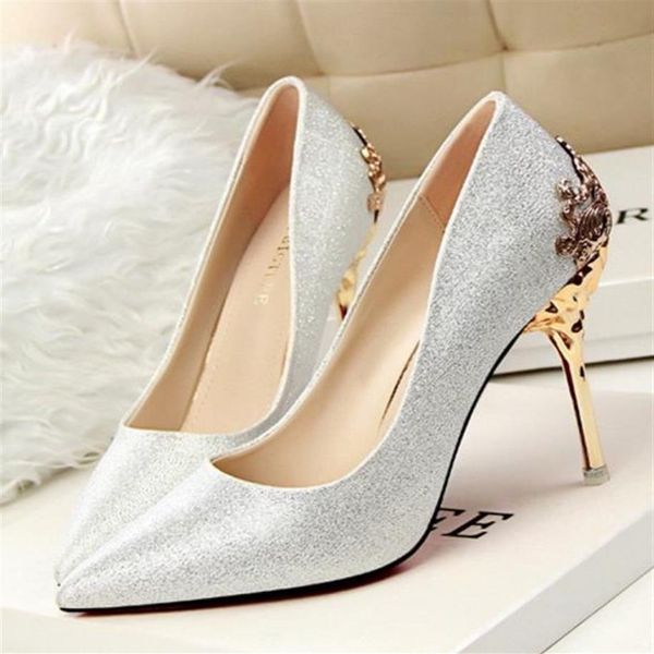 Scarpe da donna in pelle scamosciata con tacco alto décolleté con tacco in metallo intagliato scarpe da sposa a punta 9 colori drop lady regalo di natale 212V