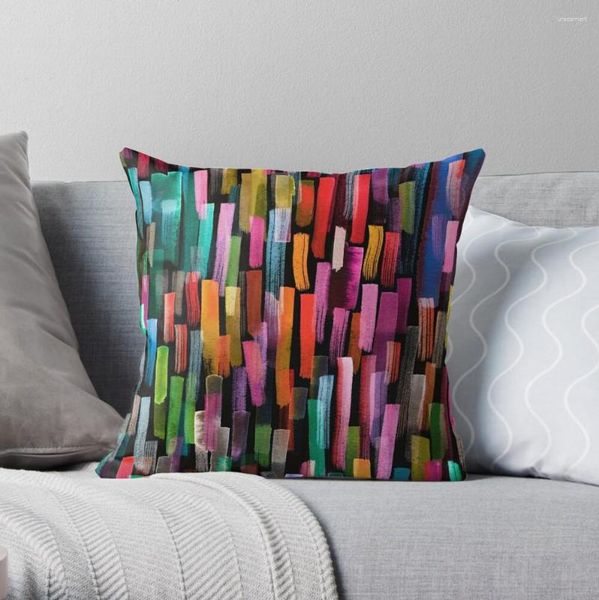 Подушка Разноцветные акварельные полосы с узором Пледы Чехлы для диванов Чехлы для диванов Наволочка