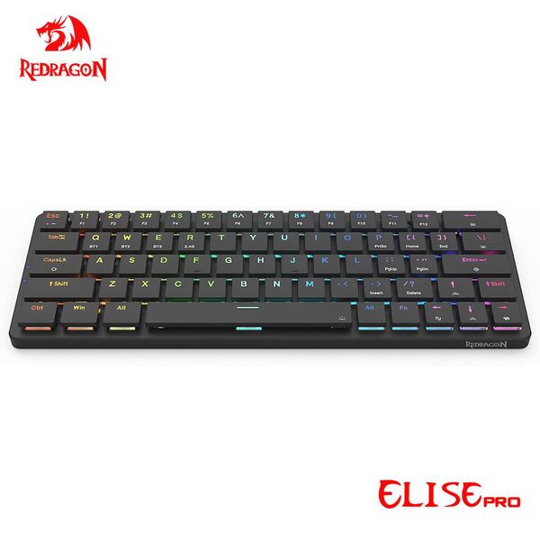 Клавиатуры REDRAGON Elise Pro K624P RGB Сверхтонкая механическая игровая клавиатура Поддержка USB Беспроводная связь Bluetooth 2,4G 63 клавиши для вычислительного ПК 230920