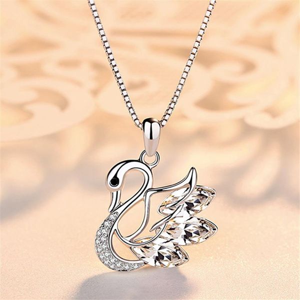 Collana con ciondolo cigno in argento sterling, medaglione, catena in argento, natura, ametista, cigno, ciondolo con ciondolo, regalo di gioielli per la fidanzata268R