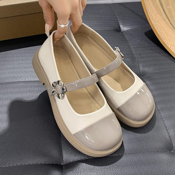 Scarpe eleganti Mary Jane per donna Punta tonda Scarpa singola Colori misti Décolleté con tacco basso Cinturino con fibbia Casual Zapatos poco profondi Para Mujeres