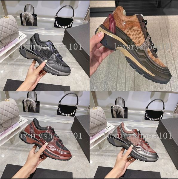 Marca designer tênis sapatos de pele de bezerro tênis reflexivos vintage camurça couro formadores moda estilista sapatospatchwork lazer sapato plataforma impressão tênis