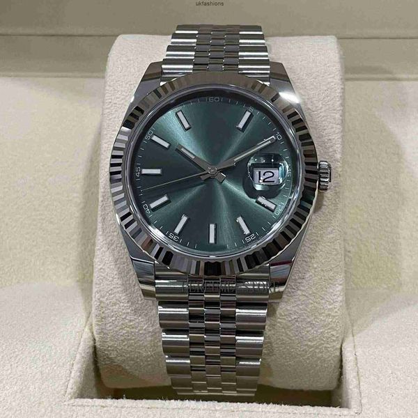 Orologi da polso di lusso Rolaxs Orologi svizzeri Box Papers Orologio di alta qualità Nuovo 126334 Datejust 41 Verde menta Acciaio Oro bianco Bracciale meccanico automatico MEN HBZO