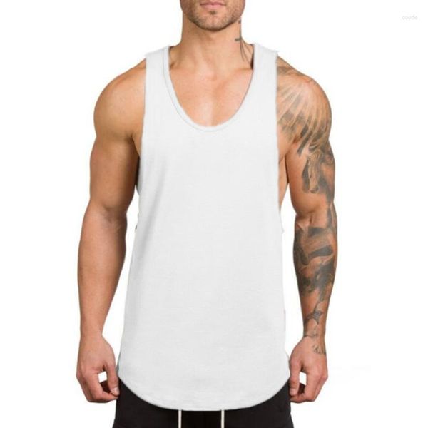 Canotte da uomo 2023 Bodybuilding Canotta tinta unita Estate Scollo a V Allenamento Fondo sportivo Moda Allentato Abbigliamento maschile casual