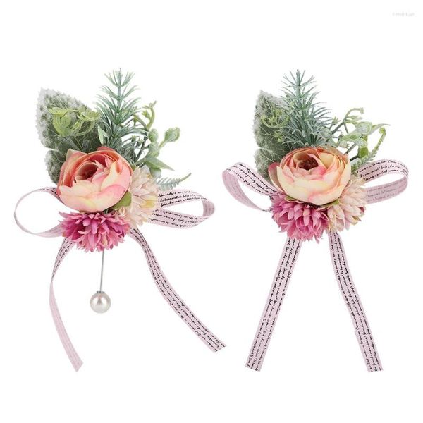 Dekorative Blumen Künstliche Rose Blume für Bräutigam Braut Brust Corsage Brautjungfer Handgelenk Set Hochzeit Tanzen Party Dekor